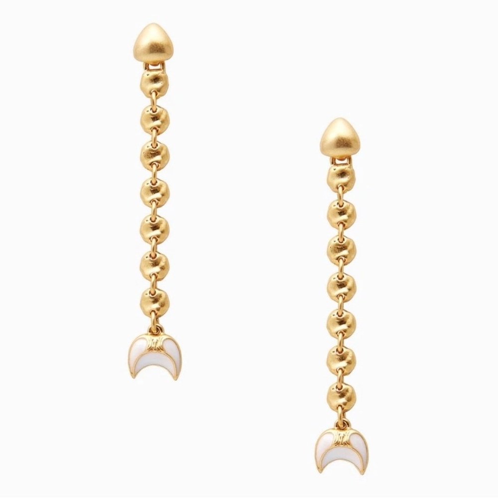 Stella and Dot Trevally gold chain enameled earrings 2 in 1